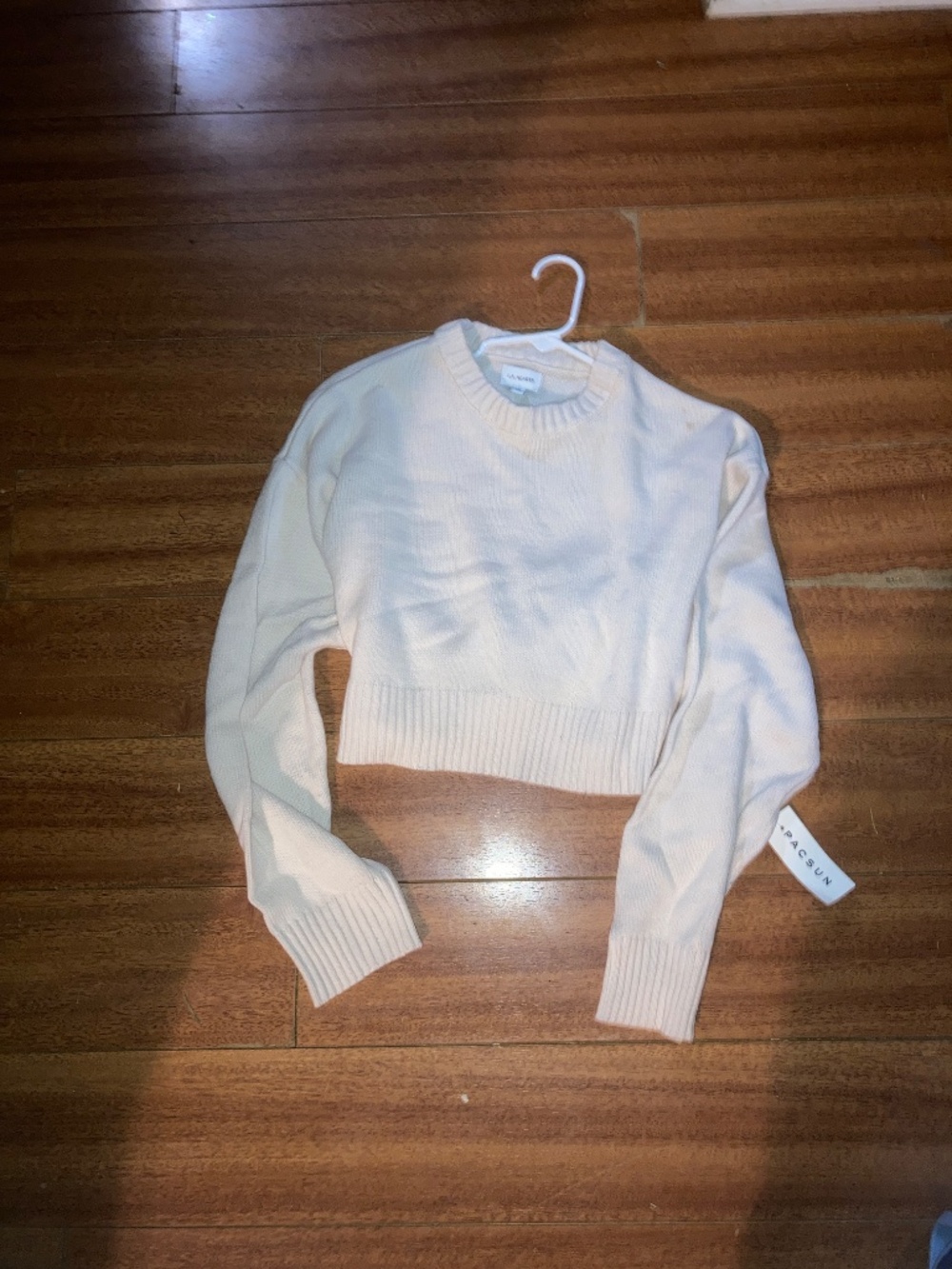 NWT LA Hearts pacsun crop sweater cream off white beige xs fall knit